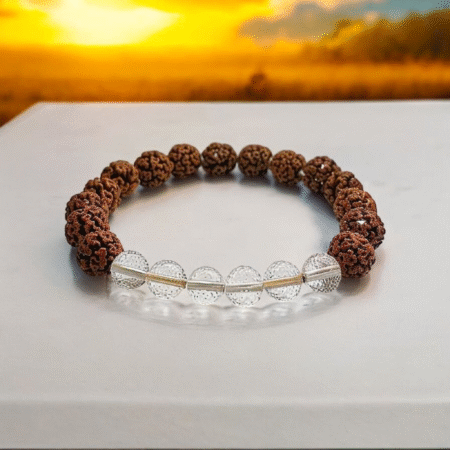Rudraksha + Clear Quartz Bracelet (with Certificate)