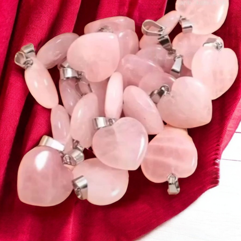 Rose Quartz Heart Pendant (2 inch)